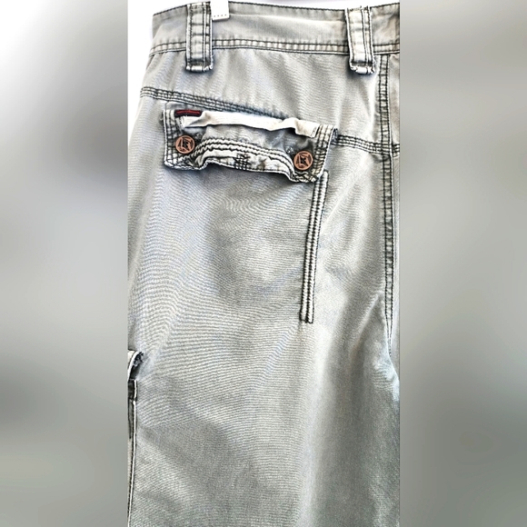 FUBU Men Short Cargo Size 34 Grey Button Zipper Pockets Cotton - Picture 8 of 9